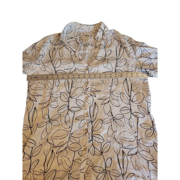 CYNTHIA ROWLEY Floral Print Roll Tab Sleeve 100% Linen Blouse sz L Anthropologie - Picture 3 of 7